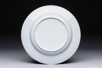 A fine Chinese famille rose 'Roosters' plate, Yongzheng