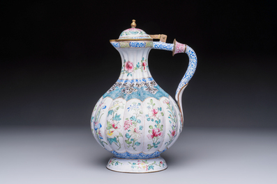 A fine and rare Chinese Canton enamel ewer for the Islamic or Indian market, Yongzheng