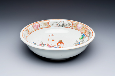 A Chinese Canton famille rose 'Mandarin Subject' bowl, Qianlong