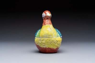 A rare Chinese famille rose hen pheasant tureen and cover, Qianlong