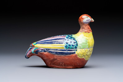 A rare Chinese famille rose hen pheasant tureen and cover, Qianlong