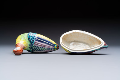 A rare Chinese famille rose hen pheasant tureen and cover, Qianlong