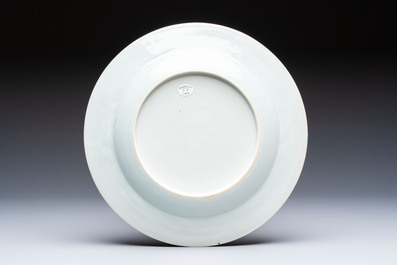 A very rare Chinese export 'Scotsmen' plate, Qianlong, ca. 1745