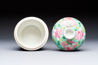 A Chinese famille rose 'Chupu' bowl and cover for the Straits or Peranakan market,Tongzhi mark, 19th C.
