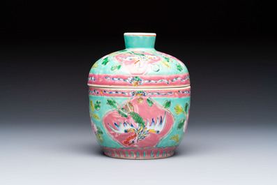 A Chinese famille rose 'Chupu' bowl and cover for the Straits or Peranakan market,Tongzhi mark, 19th C.