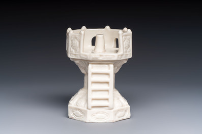A Chinese Dehua blanc de Chine export model of a pulpit or candlestick holder, Kangxi