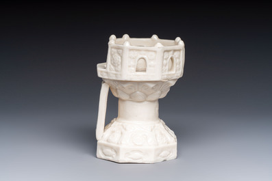 A Chinese Dehua blanc de Chine export model of a pulpit or candlestick holder, Kangxi