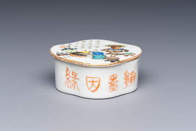 A Chinese famille rose teapot and two covered boxes, Republic