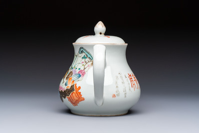 A Chinese famille rose 'Collage' teapot, Tongzhi mark, Republic, dated 1922