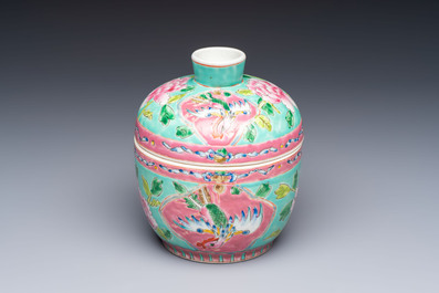 A Chinese famille rose 'Chupu' bowl and cover for the Straits or Peranakan market,Tongzhi mark, 19th C.