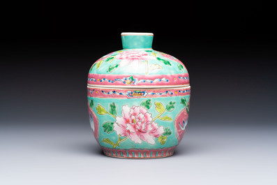 A Chinese famille rose 'Chupu' bowl and cover for the Straits or Peranakan market,Tongzhi mark, 19th C.