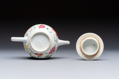 A Chinese famille rose 'Ta Xue Xun Mei 踏雪尋梅' teapot and cover, Yongzheng/Qianlong