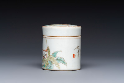A Chinese famille rose teapot and two covered boxes, Republic