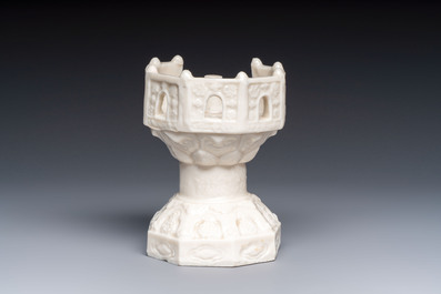 A Chinese Dehua blanc de Chine export model of a pulpit or candlestick holder, Kangxi