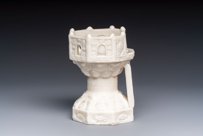 A Chinese Dehua blanc de Chine export model of a pulpit or candlestick holder, Kangxi