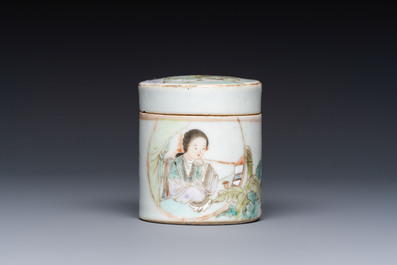 A Chinese famille rose teapot and two covered boxes, Republic