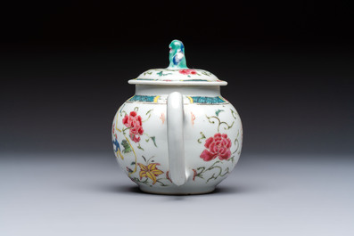 A Chinese famille rose 'Ta Xue Xun Mei 踏雪尋梅' teapot and cover, Yongzheng/Qianlong