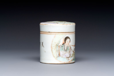 A Chinese famille rose teapot and two covered boxes, Republic