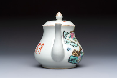 A Chinese famille rose 'Collage' teapot, Tongzhi mark, Republic, dated 1922