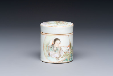 A Chinese famille rose teapot and two covered boxes, Republic