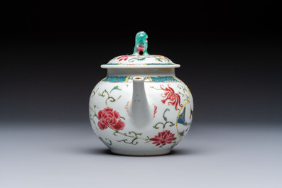 A Chinese famille rose 'Ta Xue Xun Mei 踏雪尋梅' teapot and cover, Yongzheng/Qianlong