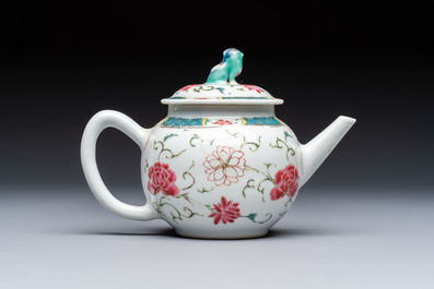 A Chinese famille rose 'Ta Xue Xun Mei 踏雪尋梅' teapot and cover, Yongzheng/Qianlong