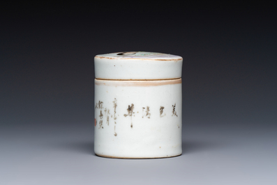 A Chinese famille rose teapot and two covered boxes, Republic