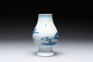 A Chinese blue and white 'Scholars in a Landscape' vase, Yongzheng mark and of the period