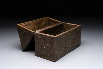 Attributed to Alfred Daguet (Paris, 1875-1942): An Art Nouveau repouss&eacute; copper- and cabochon-mounted casket, France, ca. 1900
