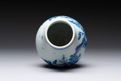A Chinese blue and white 'Scholars in a Landscape' vase, Yongzheng mark and of the period