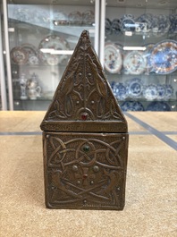 Attributed to Alfred Daguet (Paris, 1875-1942): An Art Nouveau repouss&eacute; copper- and cabochon-mounted casket, France, ca. 1900