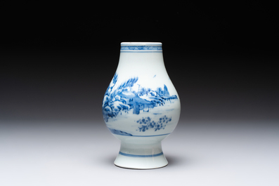 A Chinese blue and white 'Scholars in a Landscape' vase, Yongzheng mark and of the period