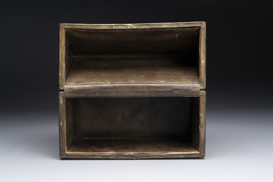 Attributed to Alfred Daguet (Paris, 1875-1942): An Art Nouveau repouss&eacute; copper- and cabochon-mounted casket, France, ca. 1900