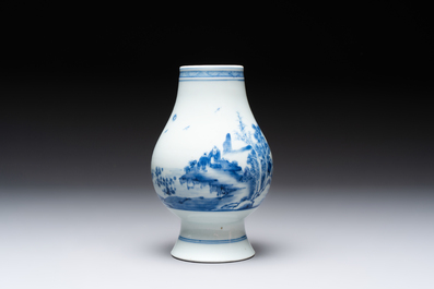 A Chinese blue and white 'Scholars in a Landscape' vase, Yongzheng mark and of the period