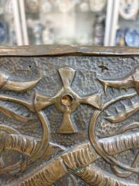 Attributed to Alfred Daguet (Paris, 1875-1942): An Art Nouveau repouss&eacute; copper- and cabochon-mounted casket, France, ca. 1900