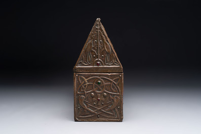 Attributed to Alfred Daguet (Paris, 1875-1942): An Art Nouveau repouss&eacute; copper- and cabochon-mounted casket, France, ca. 1900