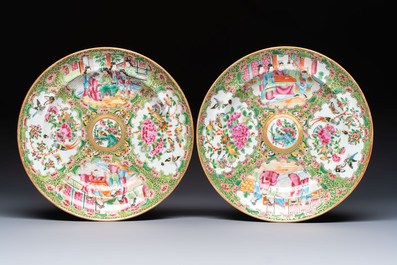 An extensive group of 23 Chinese Canton famille rose wares, 19th C.