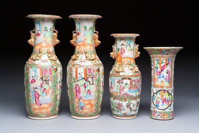 An extensive group of 23 Chinese Canton famille rose wares, 19th C.