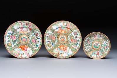 An extensive group of 23 Chinese Canton famille rose wares, 19th C.