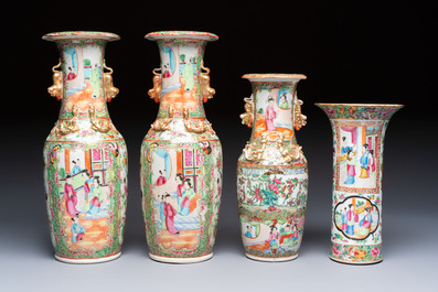 An extensive group of 23 Chinese Canton famille rose wares, 19th C.