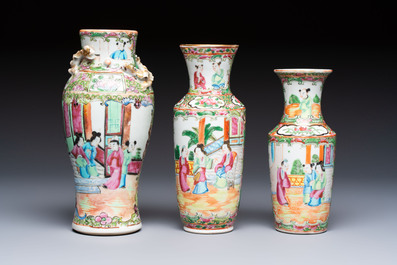 An extensive group of 23 Chinese Canton famille rose wares, 19th C.