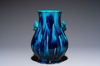 A Chinese archaistic turquoise-glazed 'Hu' vase, 18/19th C.