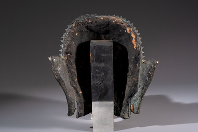 A Cambodian bronze Buddha and a Thai Buddha head, 19th C.