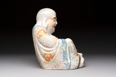 A Chinese famille rose Milefo Buddha, Yu Bingchang Zao 俞炳昌造 mark, Republic