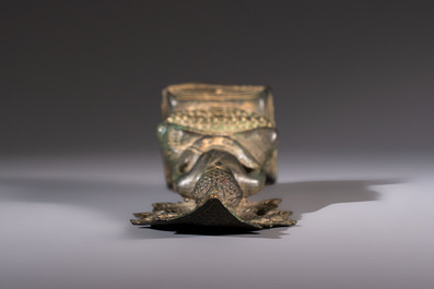 A Cambodian bronze Buddha and a Thai Buddha head, 19th C.