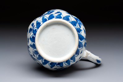 A Chinese blue and white twisted jug with floral design, Kangxi