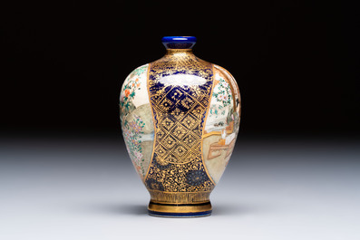 A fine Japanese Satsuma vase, Kinkozan 錦光山 mark, Meiji, 19th C.