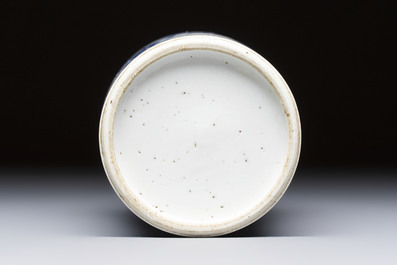 A Chinese blue and white vase with floral design, Kangxi