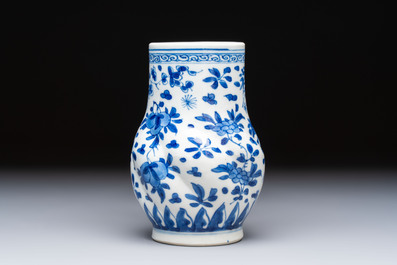 A Chinese blue and white twisted jug with floral design, Kangxi