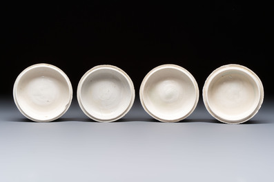 Four Chinese white-glazed boxes and covers with incised floral design from the Jepara shipwreck, Dehua or Anxi kiln, Song